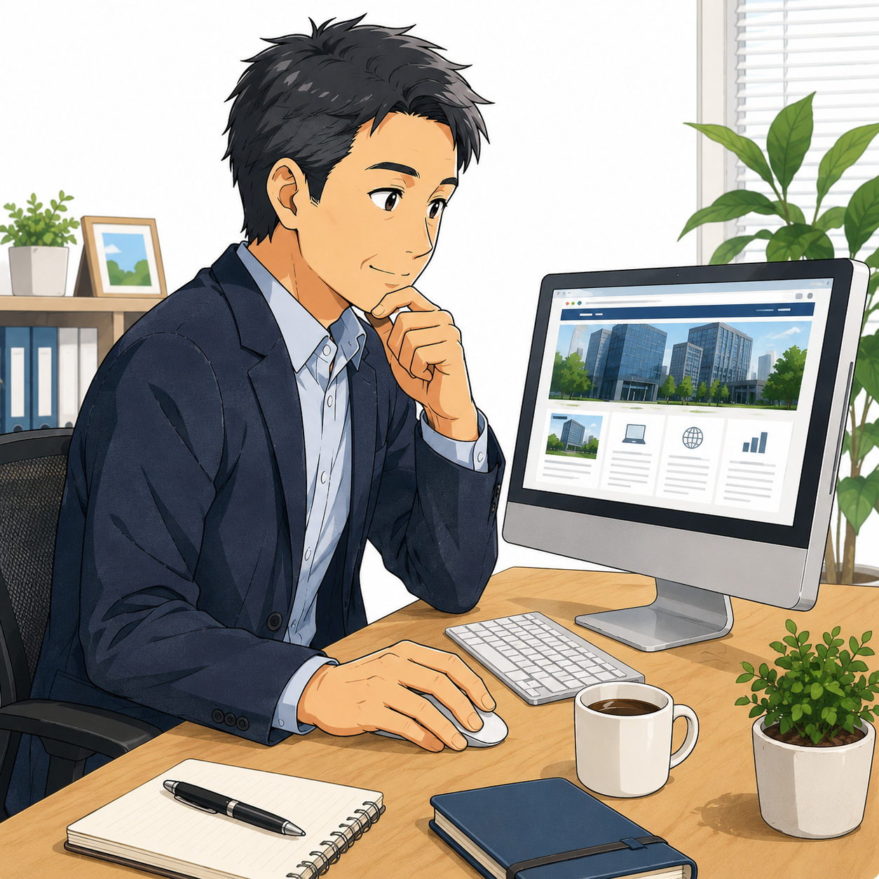 制作会社を比較検討している人のイメージ